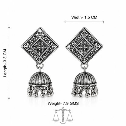 Antique Geometric Diamond Jhumka Earrings