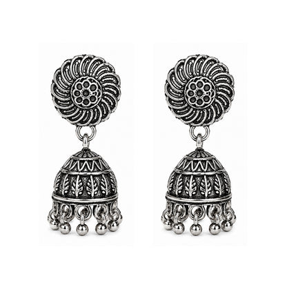 Oxidized Spiral Jhumka Earrings