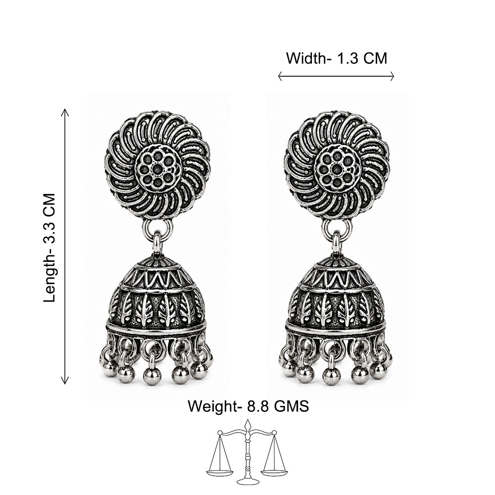 Oxidized Spiral Jhumka Earrings