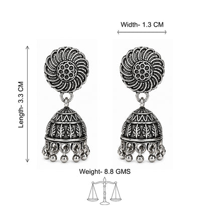 Oxidized Spiral Jhumka Earrings