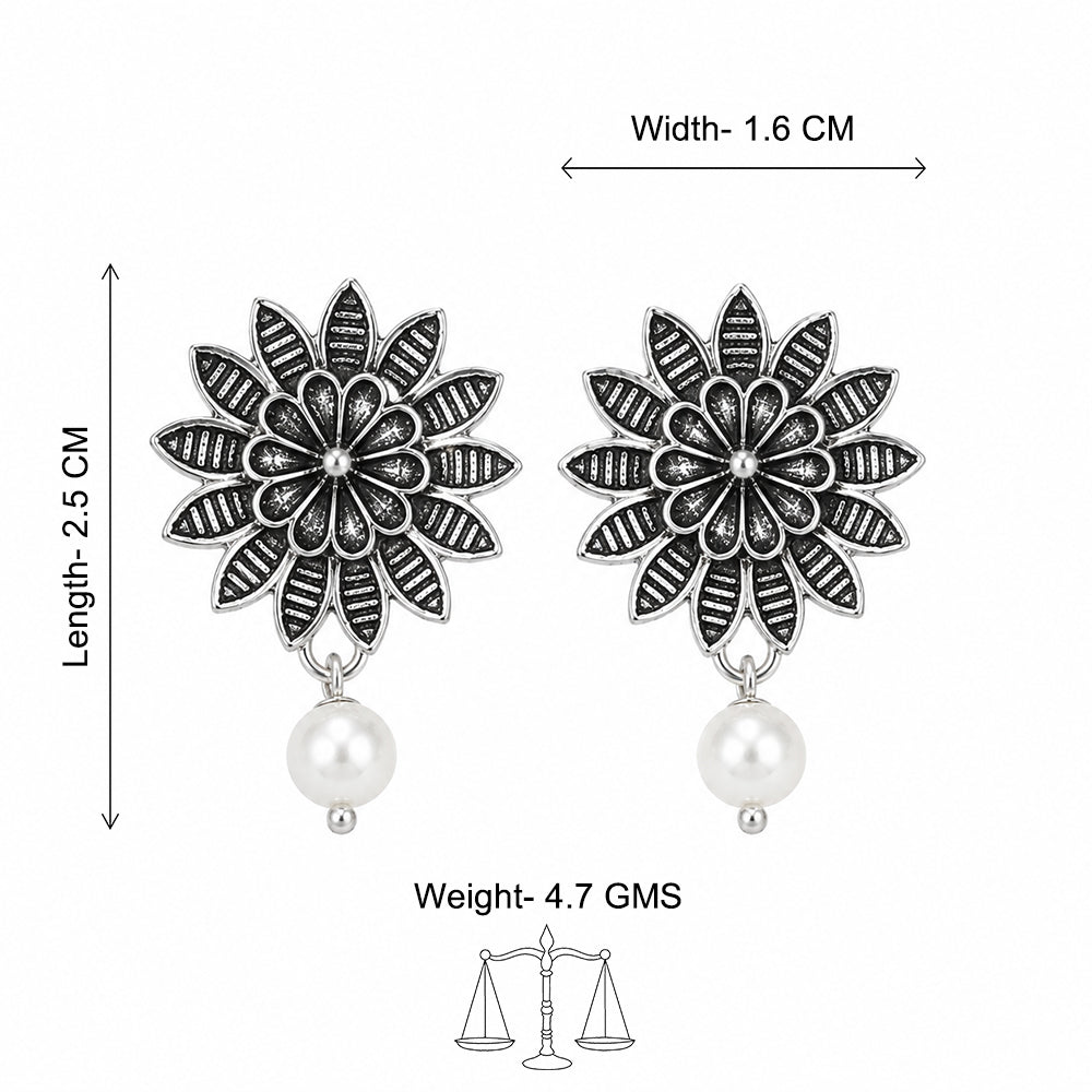 Silver Blossom Pearl Danglers