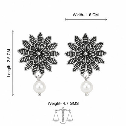 Silver Blossom Pearl Danglers