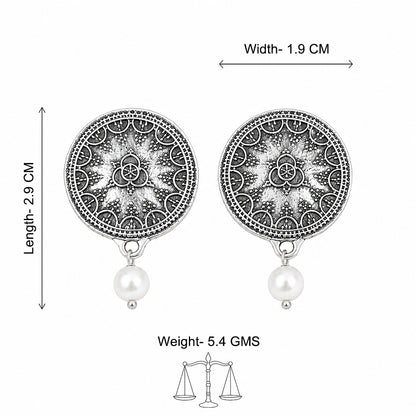 Antique Mandala Pearl Drop Earrings
