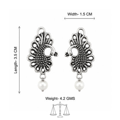 Oxidized Peacock Pearl Danglers