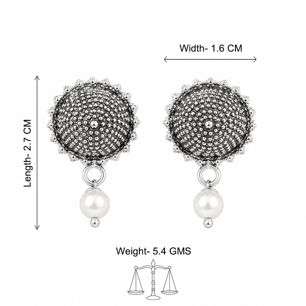 Antique Silver Pearl Danglers