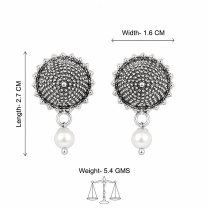 Antique Silver Pearl Danglers