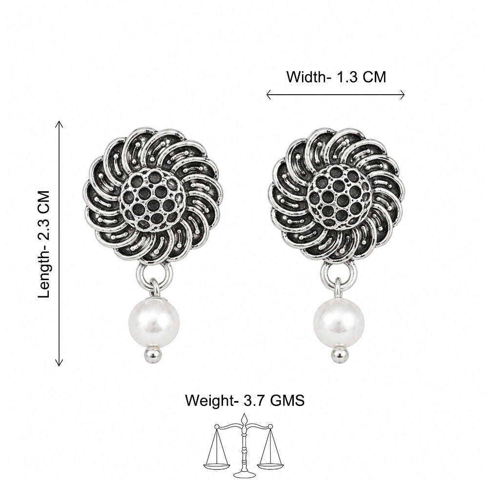 Antique Floral Pearl Drop Earrings