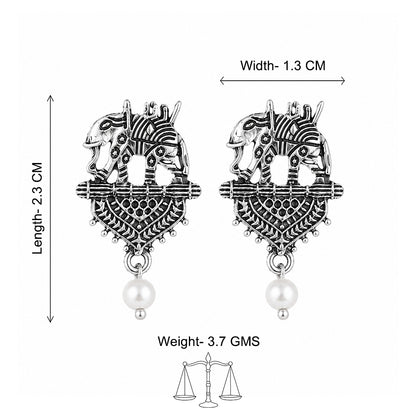 Royal Elephant Pearl Drop Earrings