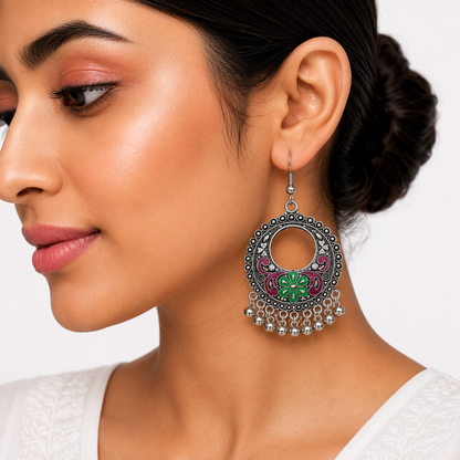 Meher Bloom Oxidised Pearl Earrings