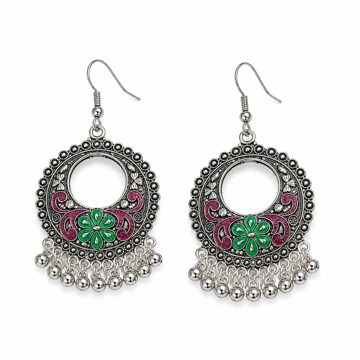 Meher Bloom Oxidised Pearl Earrings