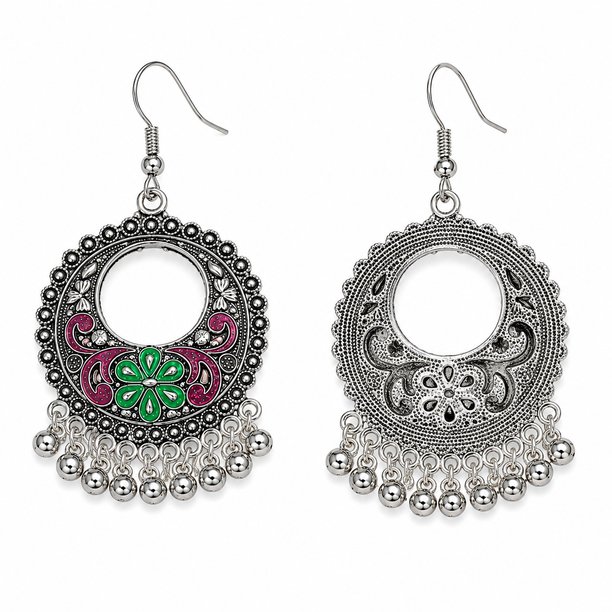 Meher Bloom Oxidised Pearl Earrings