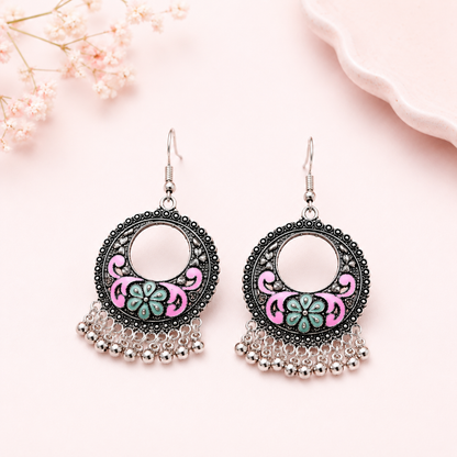 Blush Bloom Hanging Pearl Earrings