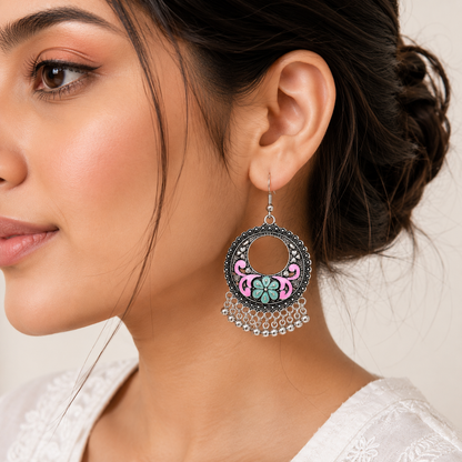 Blush Bloom Hanging Pearl Earrings