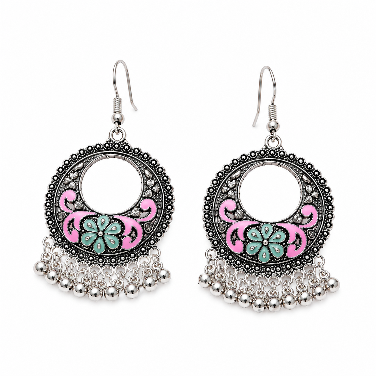 Blush Bloom Hanging Pearl Earrings