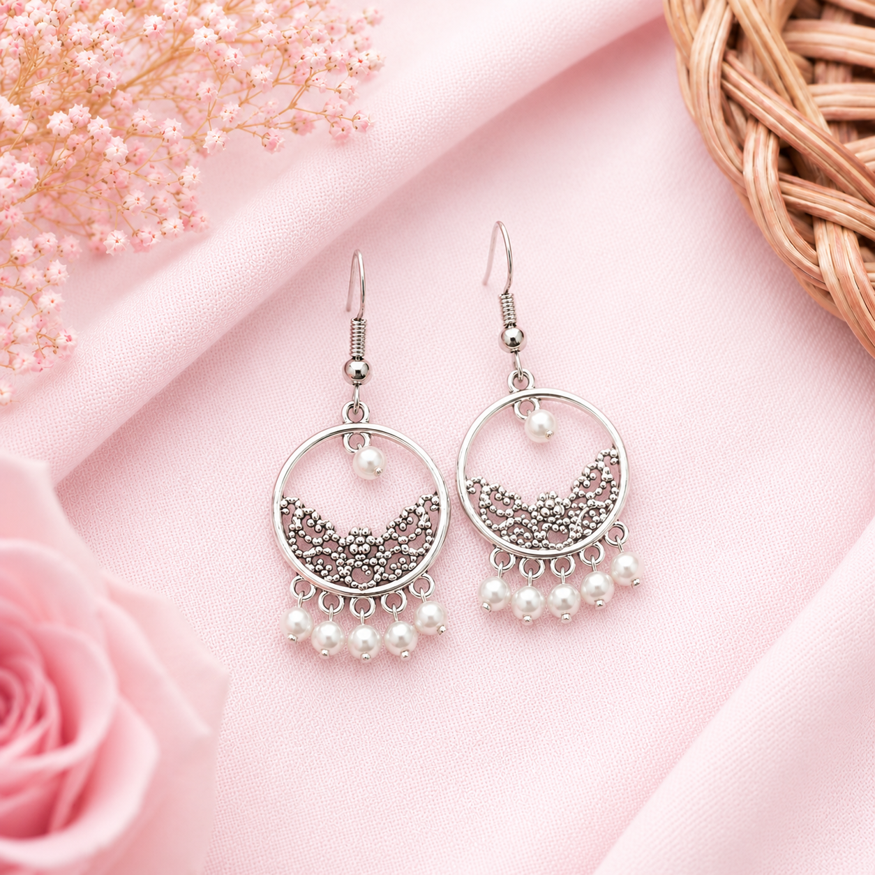 Moon Bloom Pearl Drop Earrings