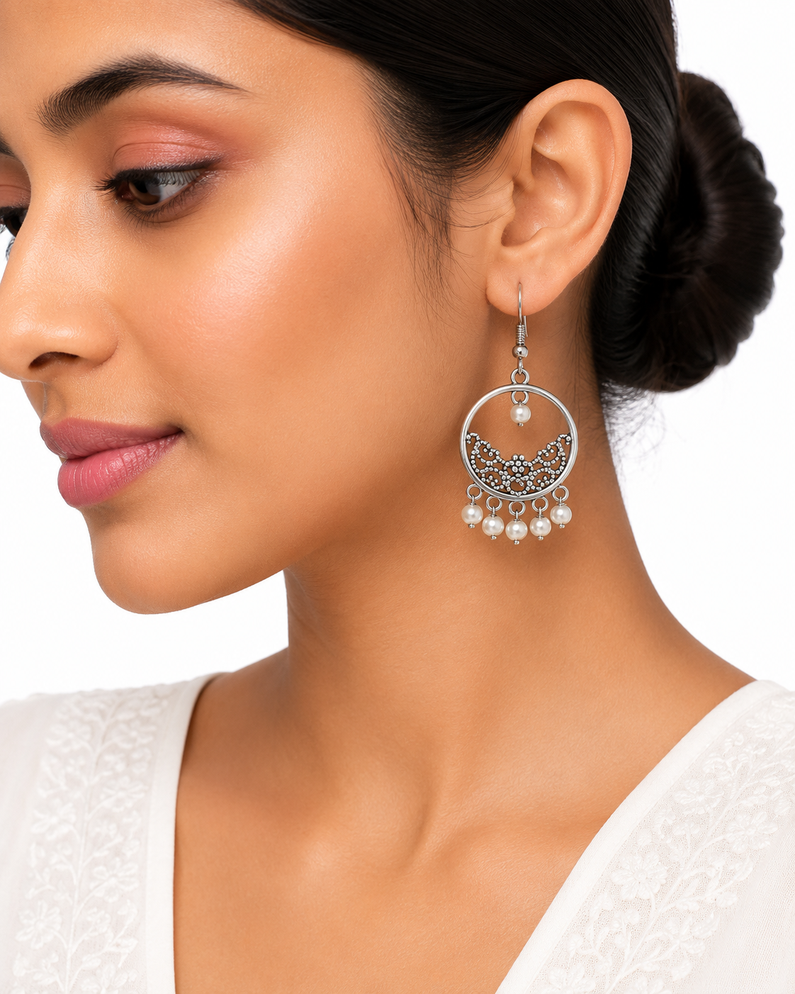 Moon Bloom Pearl Drop Earrings