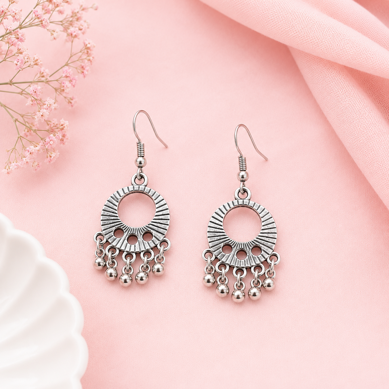 Classic Round Pearl Dangler Earrings