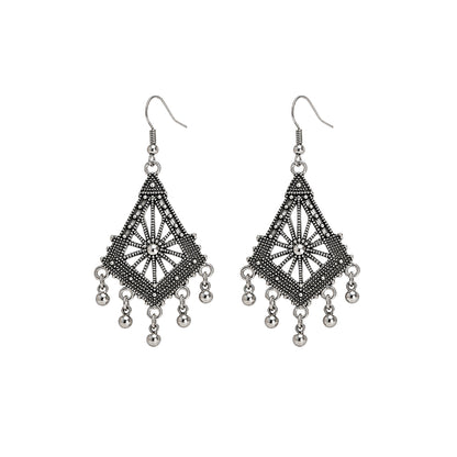 Black Floral Filigree Pearl Drop Earrings