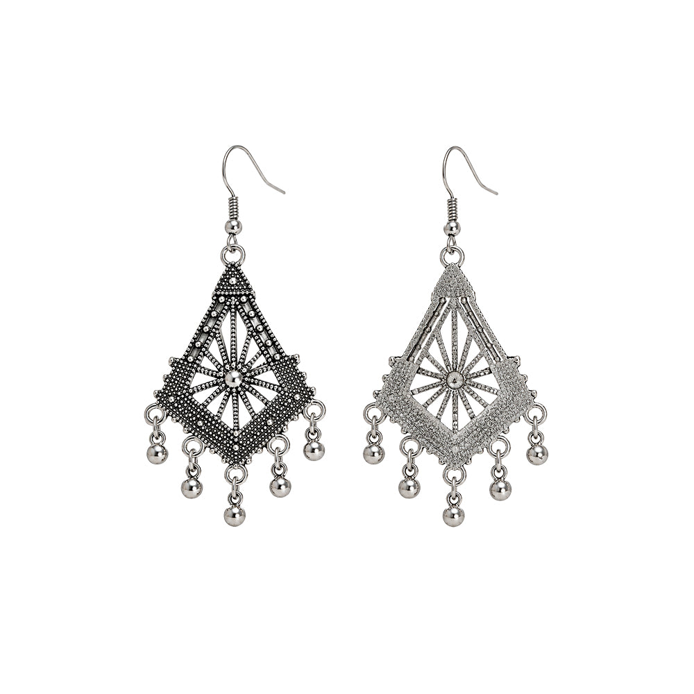 Black Floral Filigree Pearl Drop Earrings