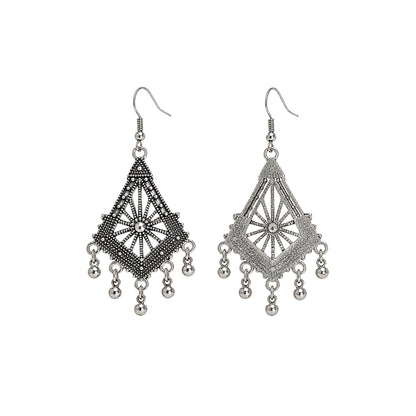 Black Floral Filigree Pearl Drop Earrings