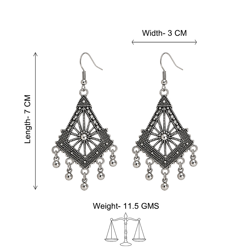 Black Floral Filigree Pearl Drop Earrings
