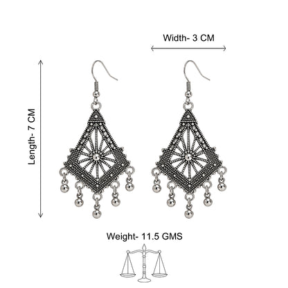 Black Floral Filigree Pearl Drop Earrings