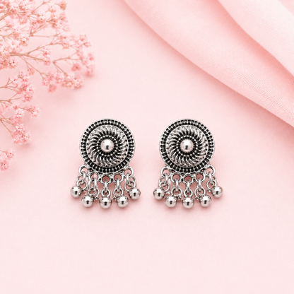Elegant Silver Bead Fringe Earrings