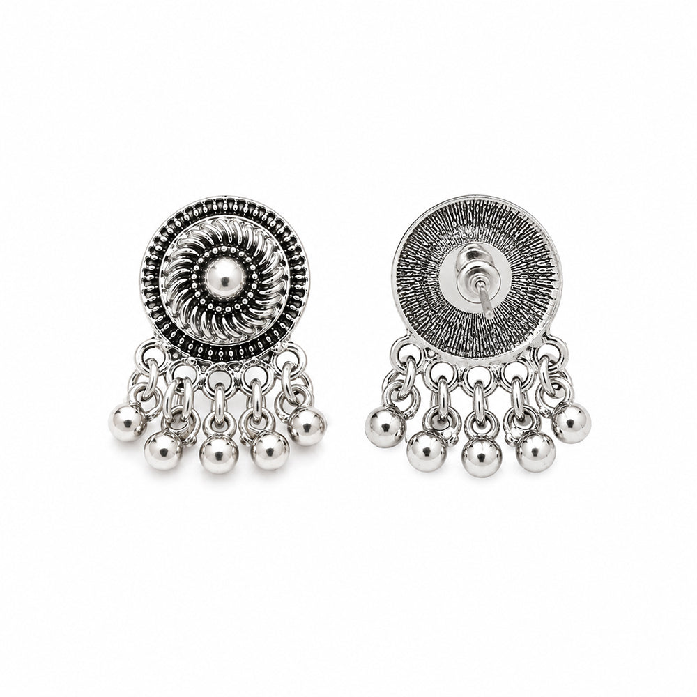 Elegant Silver Bead Fringe Earrings