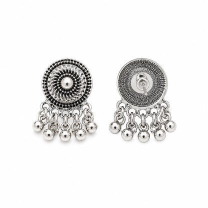 Elegant Silver Bead Fringe Earrings