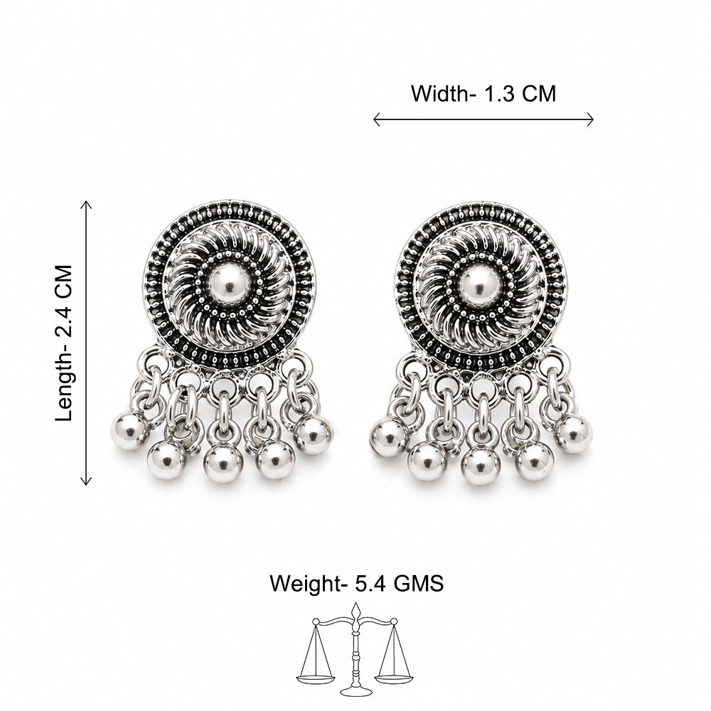 Elegant Silver Bead Fringe Earrings