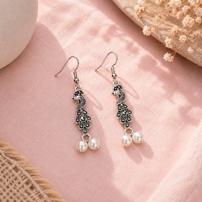 Antique Peacock Pearl Earrings