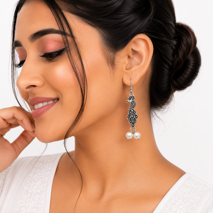 Antique Peacock Pearl Earrings