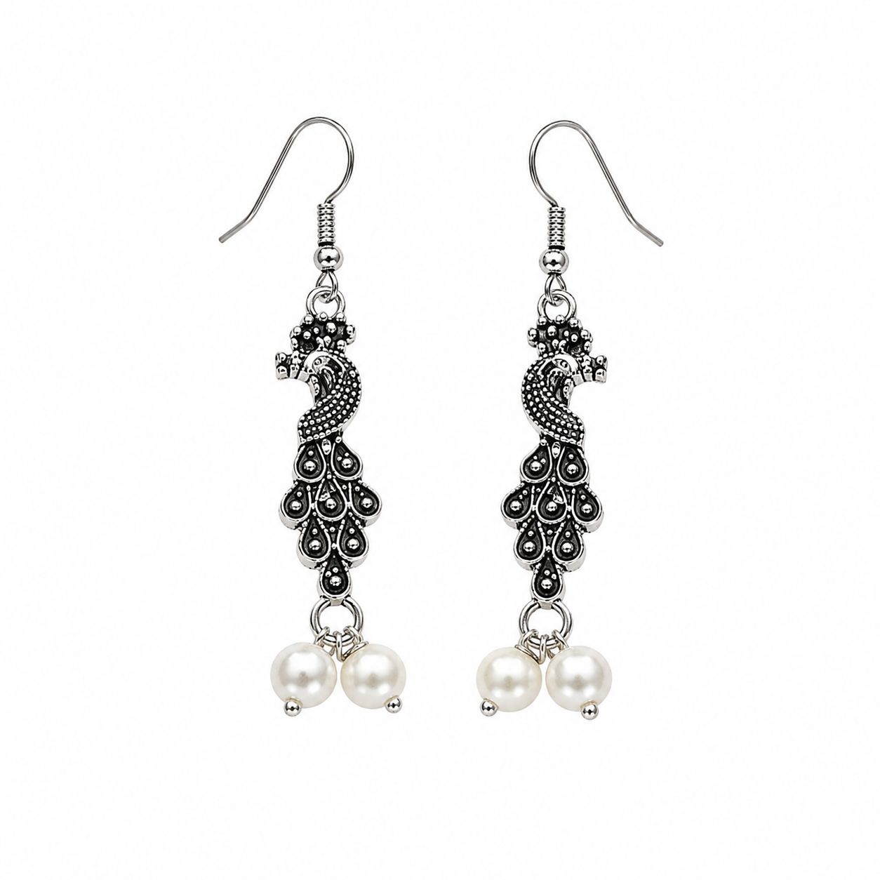 Antique Peacock Pearl Earrings