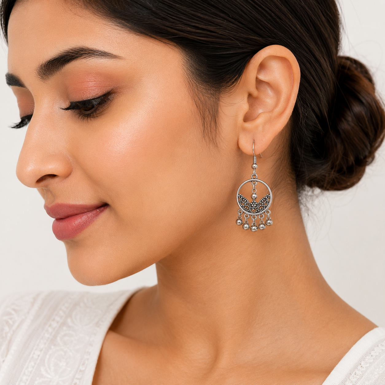 Vintage Silver Beaded Earrings