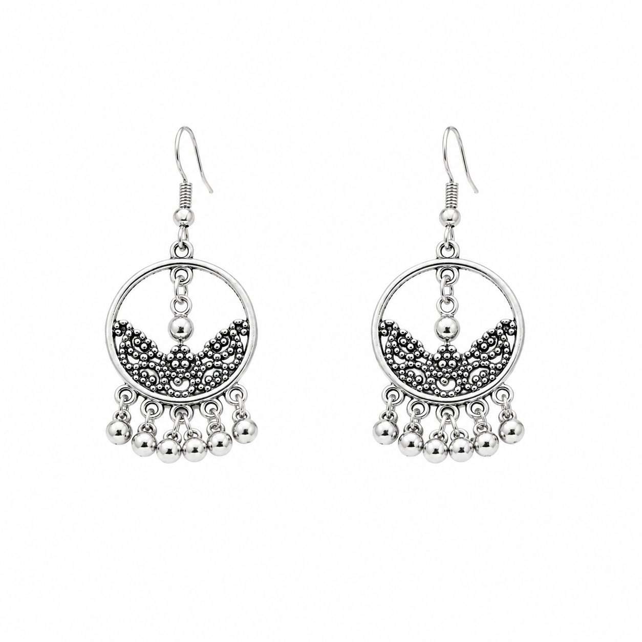 Vintage Silver Beaded Earrings