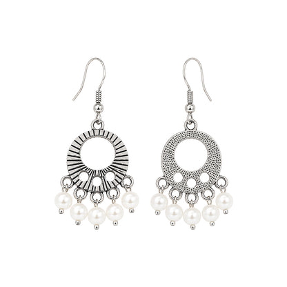 Silver Pearl Charm Earrings