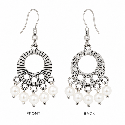 Silver Pearl Charm Earrings