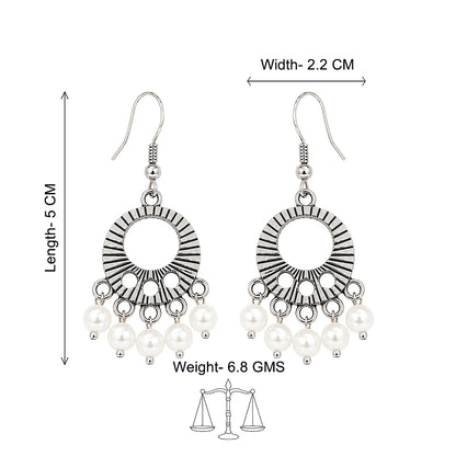 Silver Pearl Charm Earrings