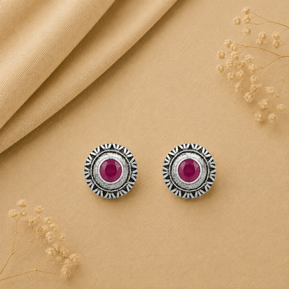 Round Oxidized Pearl Drop Earrings