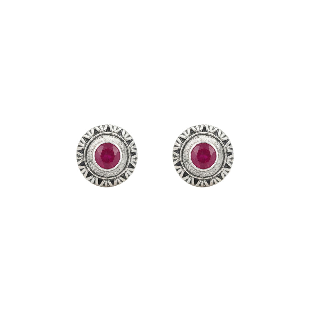Round Oxidized Pearl Drop Earrings
