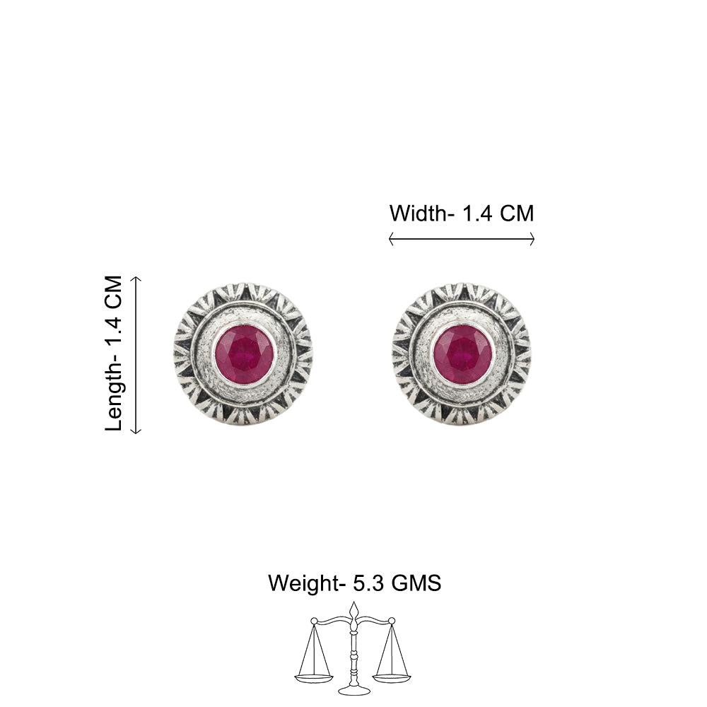 Round Oxidized Pearl Drop Earrings