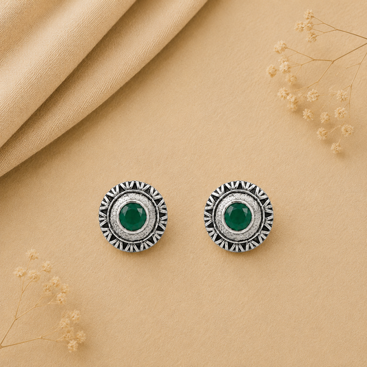 Round Oxidized Pearl Drop Earrings