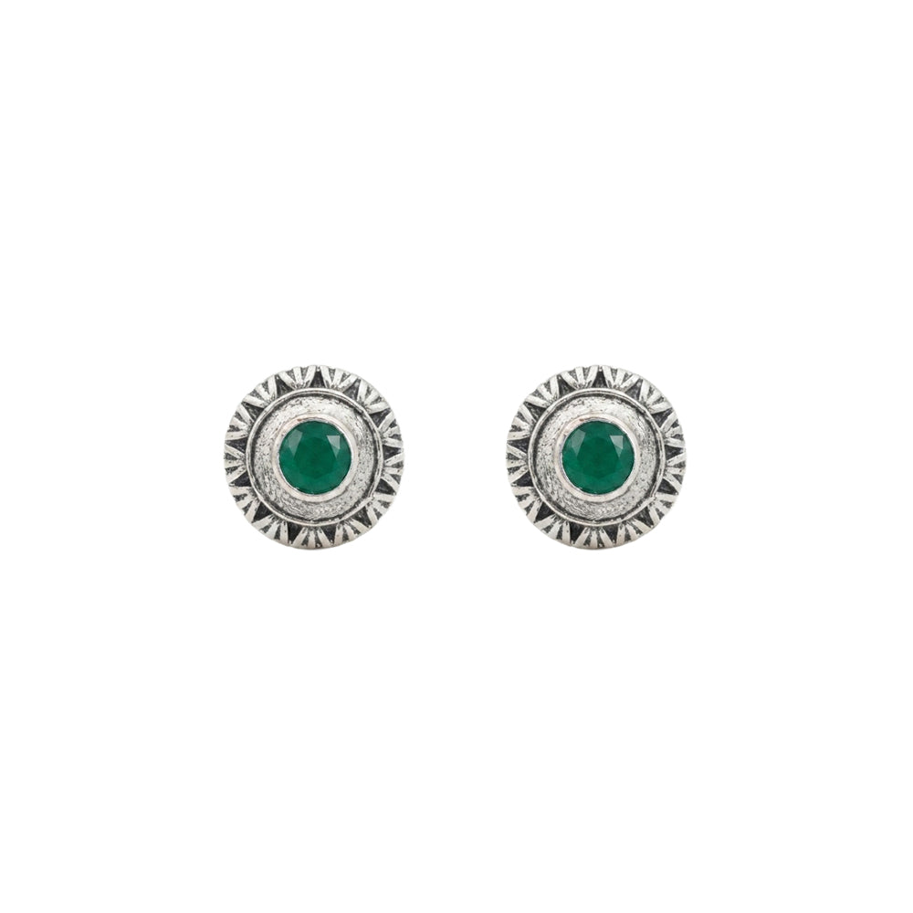 Round Oxidized Pearl Drop Earrings