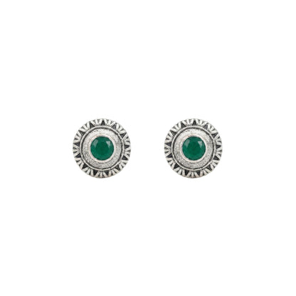 Round Oxidized Pearl Drop Earrings