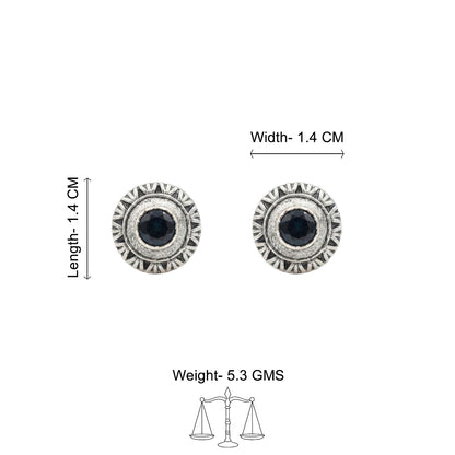 Round Oxidized Pearl Drop Earrings