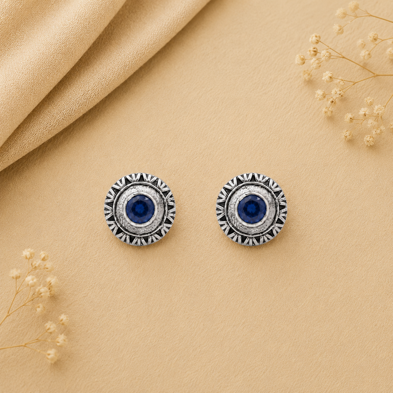 Round Oxidized Pearl Drop Earrings