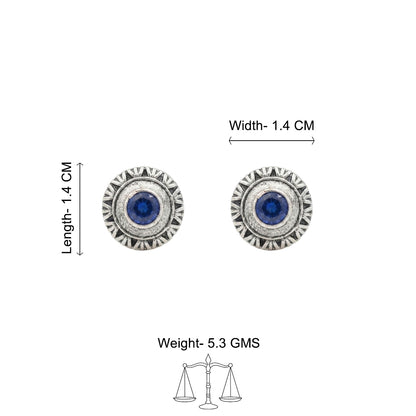 Round Oxidized Pearl Drop Earrings
