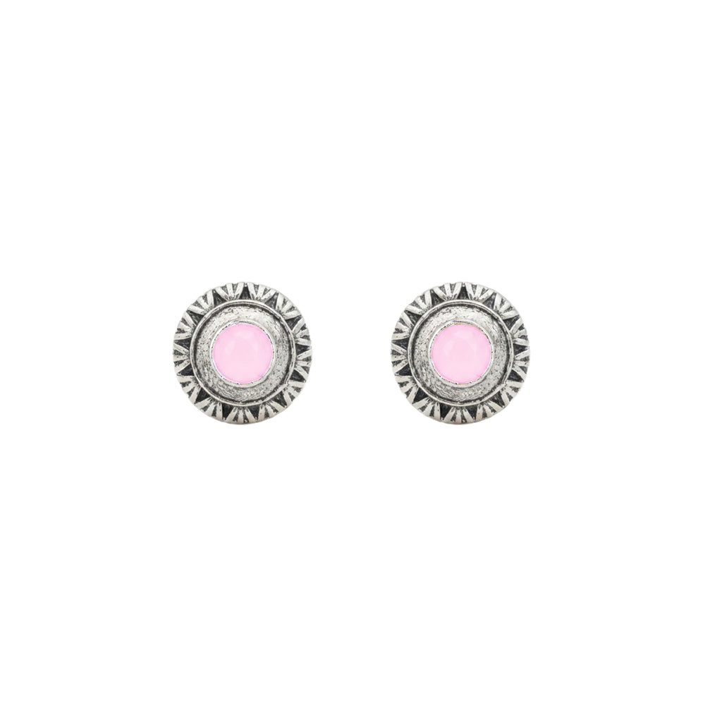 Round Oxidized Pearl Drop Earrings
