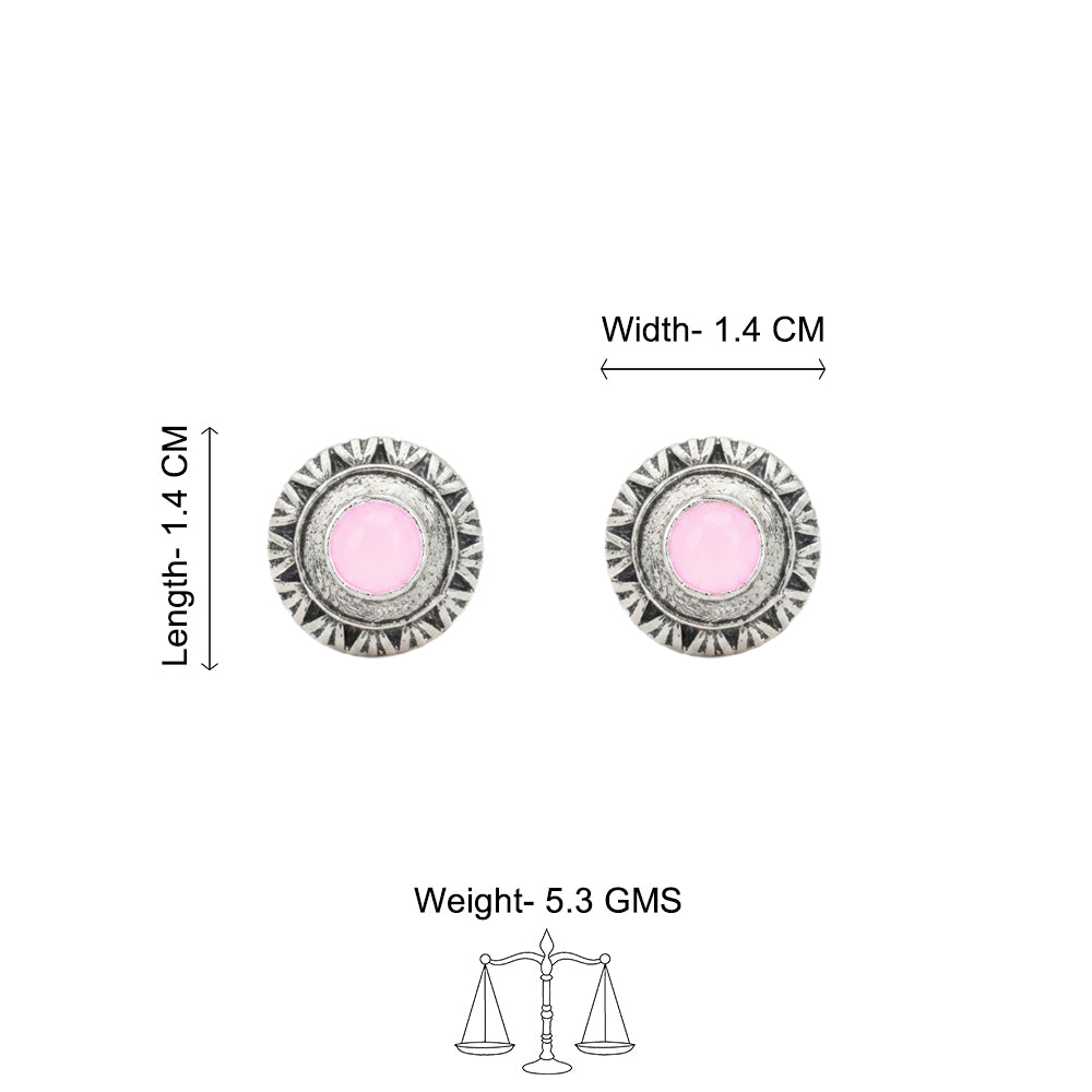 Round Oxidized Pearl Drop Earrings