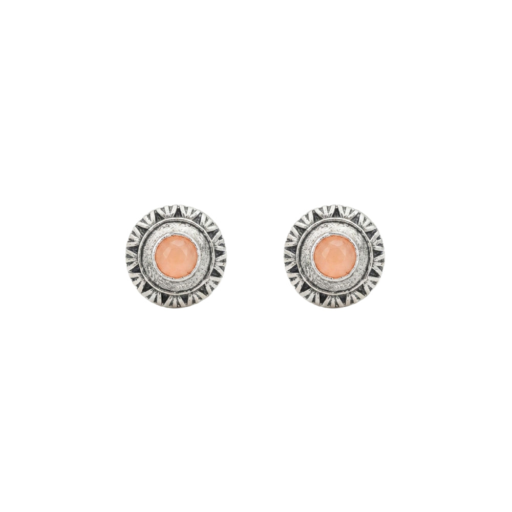 Round Oxidized Pearl Drop Earrings